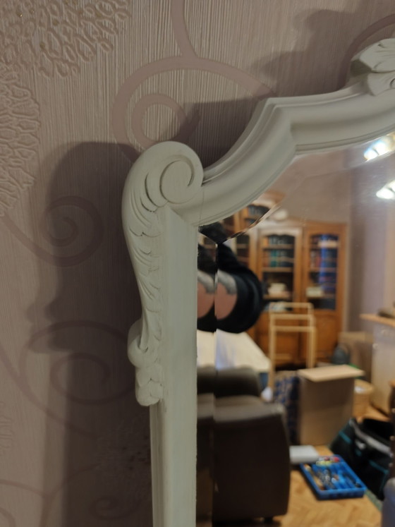 Miroir vintage baroque à fronton, Verre, Bois, Gris (photo 7 sur 8)