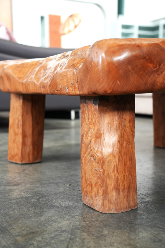 Image 1 of One-of-a-Kind Handcrafted Solid Oak Table – Organic Shape & Warm Patina