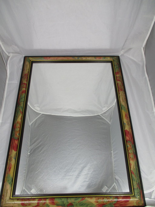 Oriental Mirror with Handpainted Frame - 2nd Half 20th Century