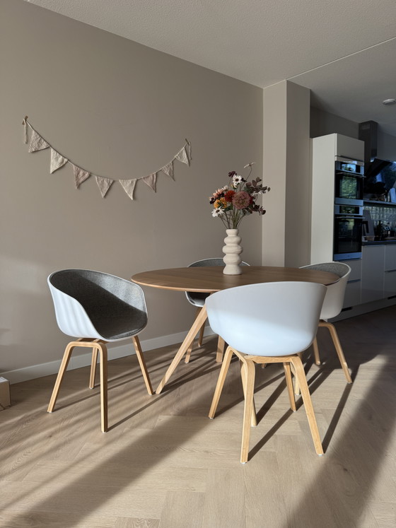 Image 1 of 4x HAY About a Chair AAC 22 dining chair lacquered oak upholstered