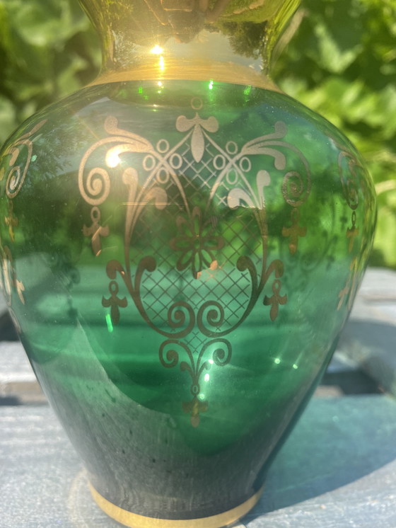Image 1 of Vaso Murano émeraude et or