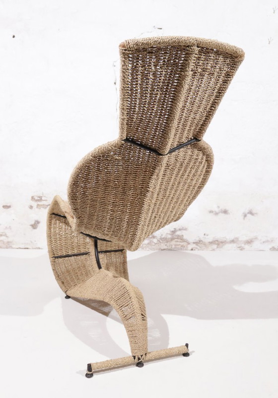 Image 1 of Tom Dixon ‘Speed’ lounge chair voor Space Design, 1990s – gevlochten touw & smeedijzer