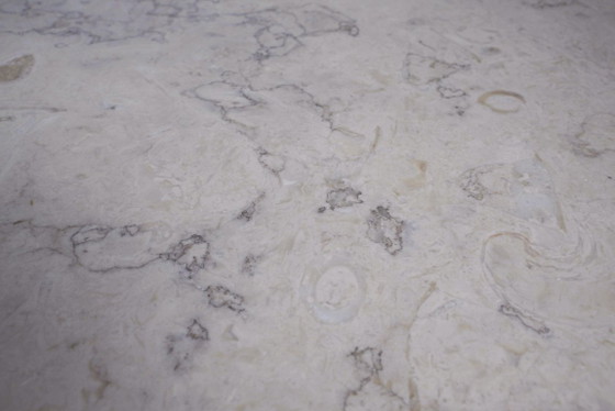 Image 1 of  Vintage Marble Nesting Tables Set of 3, Square Side Tables, Postmodern Solid Fossil Marble Stone Coffee Tables, Modern Accent F