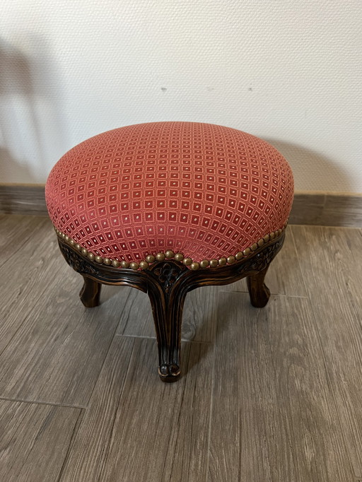 Antica e bellissima panca imbottita e poggiapiedi in stile Luigi XVI