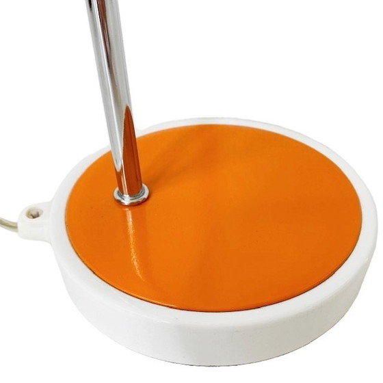 Image 1 of Lampada da scrivania vintage in metallo bianco arancione in stile retrò