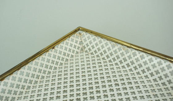 Image 1 of mid century modern TRAY, perforated metal and brass, attr. to mathieu mategot 1950s
