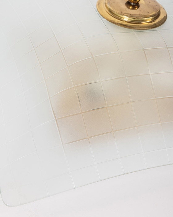 Image 1 of Lampada da soffitto vintage anni '60 in vetro decorato, design italiano