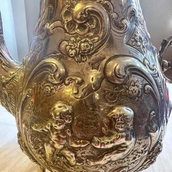 Image 1 of Barokke koffiepot van massief 800 zilver, gemerkt, ca. 1900-1920, geboorte pot