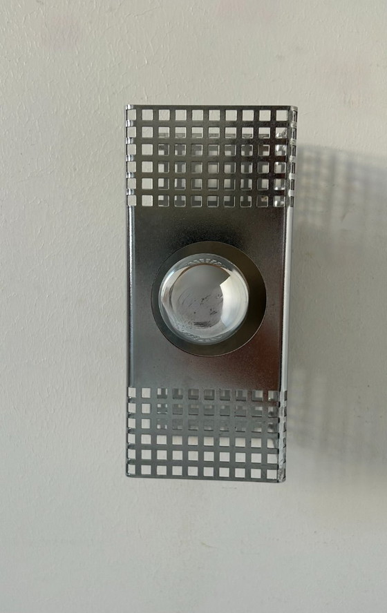 Image 1 of Paar vintage wandlampen, verchroomd metaal, Frankrijk 1970.