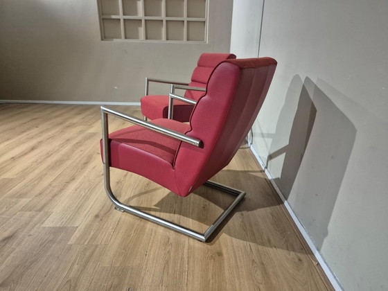 Image 1 of 2x Xooon Luzern - Poltrone - Rosso - Tessuto - Pelle