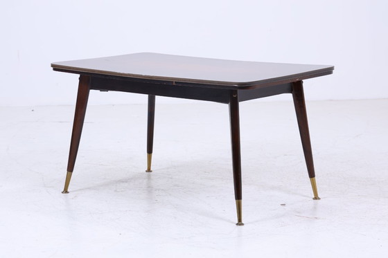 Image 1 of Vintage crank table 60s | Mid - Century extendable formica in high gloss style coffee table retro 70s #07-13