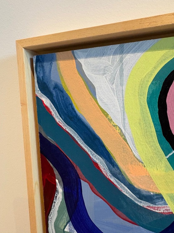 Pittura astratta con linee e forme colorate, Dipinti e disegni, Tela, Legno, Multicolore, Abstract (foto 7 di 7)