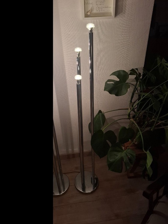 Set of 2 Vintage Space Age 'Organ Pipe' Floor Lamps - Chrome - 1970s (Aro Leuchte / Reggiani Style) (photo 4 of 6)