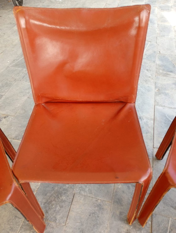 Image 1 of 6 aniline leather chairs from the 70s created by Mario Bellini for Cassina, the brand is not present