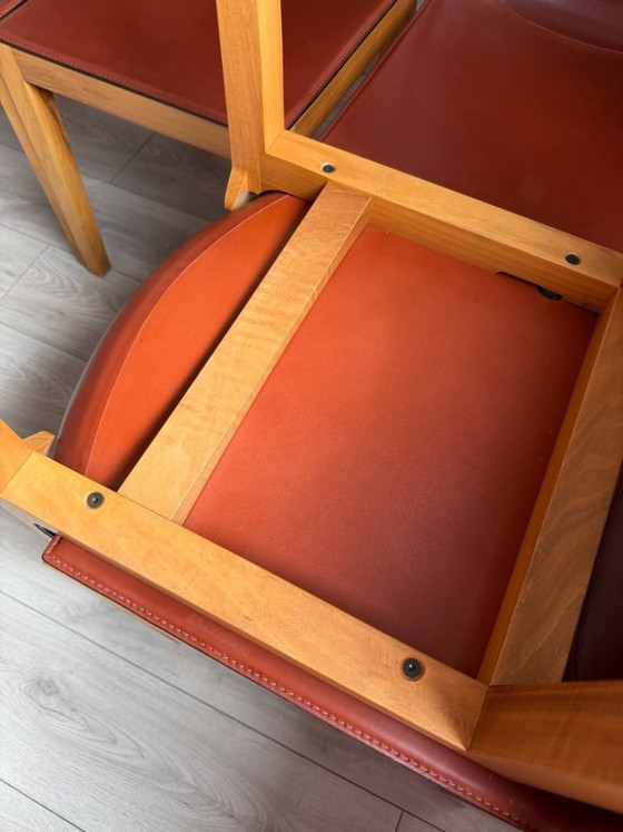 Image 1 of Original Matteo Grassi designer chairs in rare cognac leather – set of 8 in