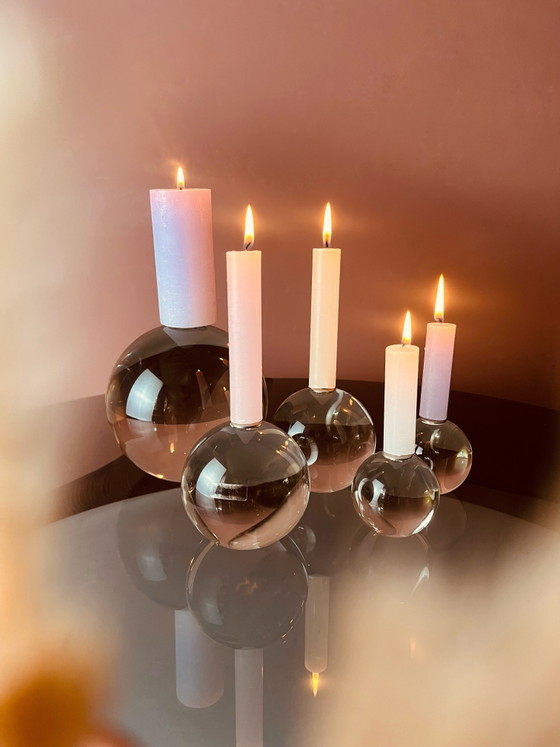 Image 1 of Unique! Murano Barbine glass candlesticks