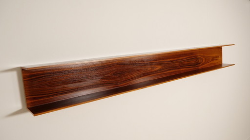 Vintage boekenplank in palissander | wandplank | Walter Wirz voor Wilhem Renz | 240 cm