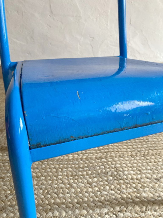 Image 1 of Pair of Mullca nursery chairs in metal and wood painted red and blue, 1950s