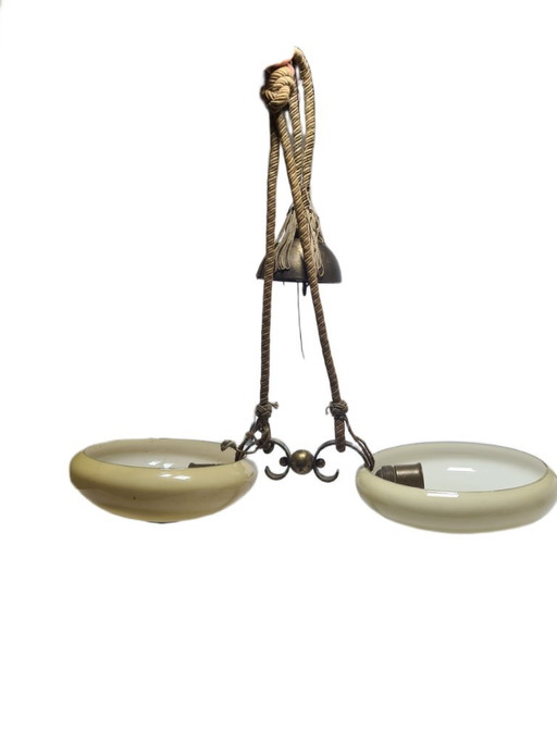 Lampadario in stile Art Déco, Polonia, anni '70 – kroonluchters, Glass, Metal (photo 2 of 9)