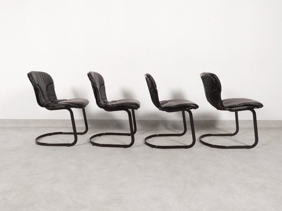 Image 1 of Willy Rizzo - Sillas de comedor de cuero negro - Cidue Italia
