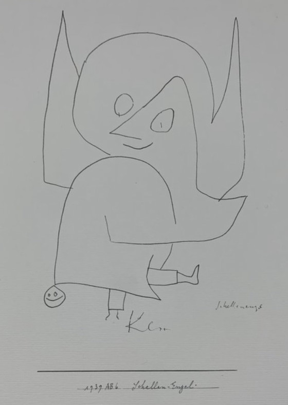 Image 1 of Paul Klee: "Bell Angel." Screenprint, Signed in the Plate. Professionally Framed with High Quality Gallery Frame and Mirrored