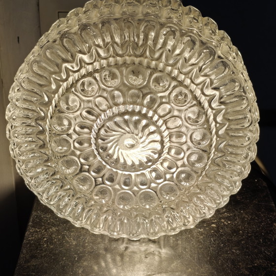 Image 1 of Plafonnier vintage en verre texturé | Lampe murale ou de plafond des années 1970