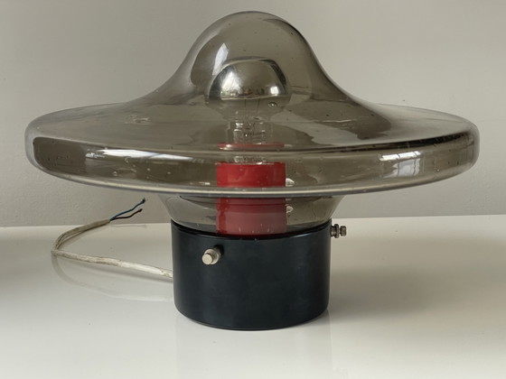 Image 1 of Vintage Space Age UFO Bubble Glass/ Smoke Glass Ceiling Lamp