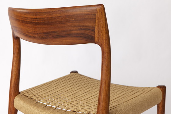 Image 1 of Sedia Niels Møller Model 77 in palissandro - Classico del design danese, anni '60, restaurata e ritessuta