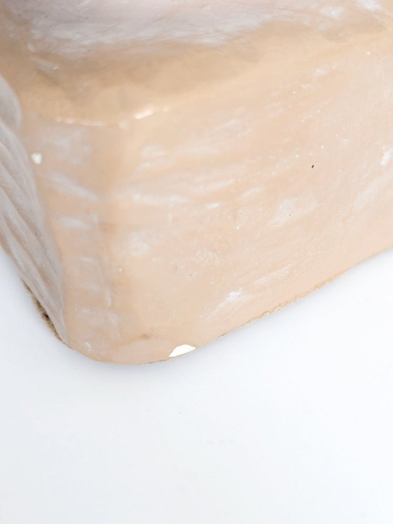 Image 1 of Vintage Young Girl Bust on Pedestal, After Salvatore Melani, Glazed Plaster Terracotta Patina, Signed