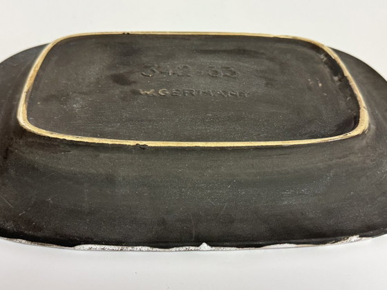 Image 1 of Vintage German Rectangular Enamal Tray with Figurative Wine Bottle and Carafe Motif - Model 342-33. Germany, 1960s. 