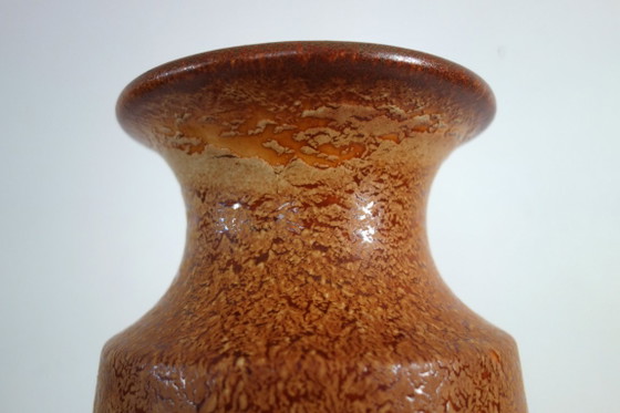 Grand vase de sol West Germany décor fat lava années 60, Céramique, Marron, Vintage (photo 4 sur 11)