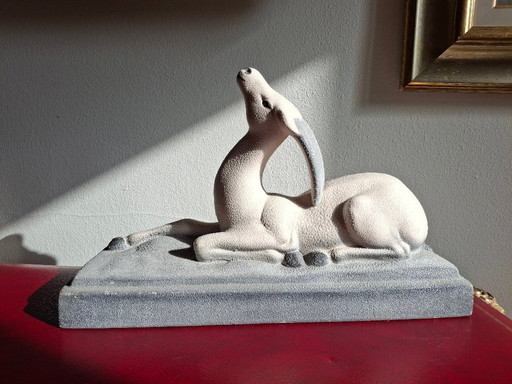 Antilope Gazelle Art Déco céramique crispée perlée