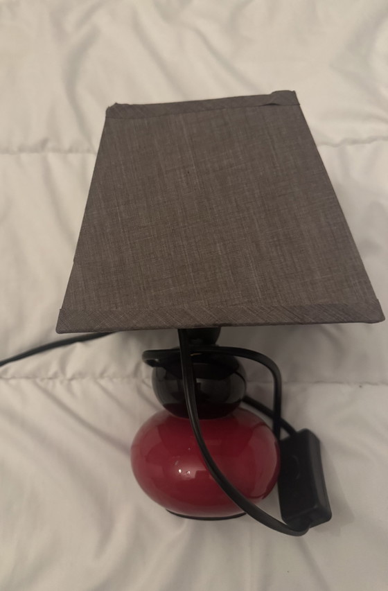 Image 1 of Red, black, brown pebble lamp