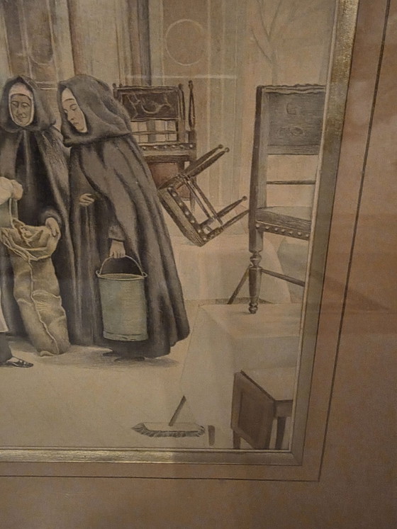 Antique watercolor (1898), Antwerp, F.A. Wärngren, Framed, Art, Glass, Paper, Beige (photo 6 of 15)