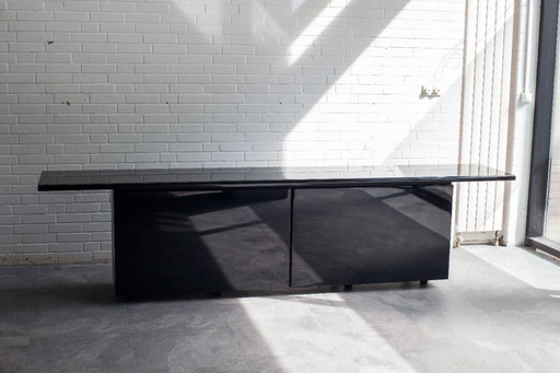Credenza Sheraton di Giotto Stoppino per Acerbis in nero laccato, Italia, anni '70