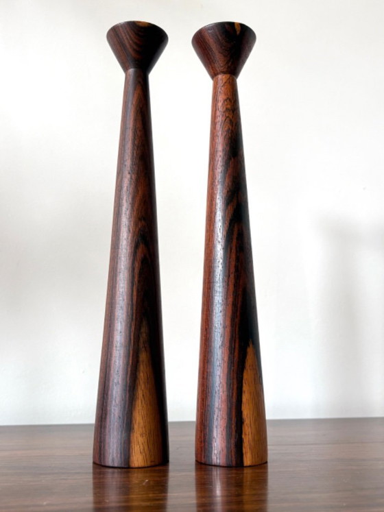 Image 1 of Candelieri vintage in legno brasiliano di metà secolo, design danese anni '60/'70