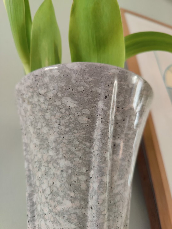 Image 1 of Faux granite postmodern vase with pink tones - Italian 1980s