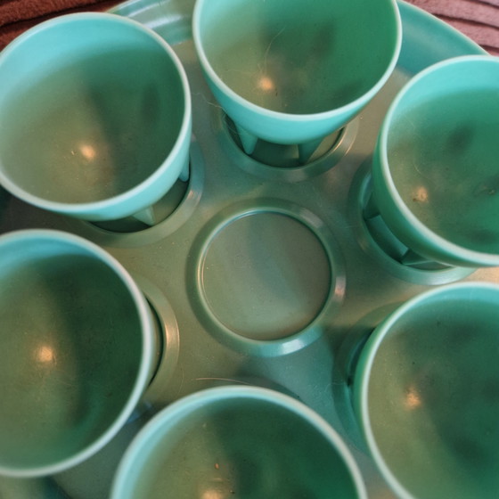 Image 1 of Juego de hueveras de baquelita años 50 juego de hueveras verde menta años 50