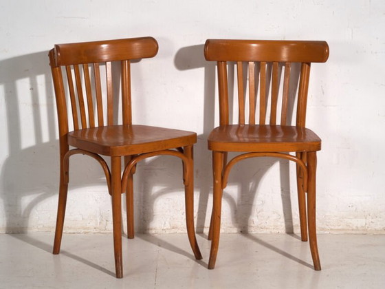 Lot de quatre Chaises de salle à manger antiques en bois courbé LIGNA – Tchécoslovaquie, circa 1960 #6 (photo 38 of 40)