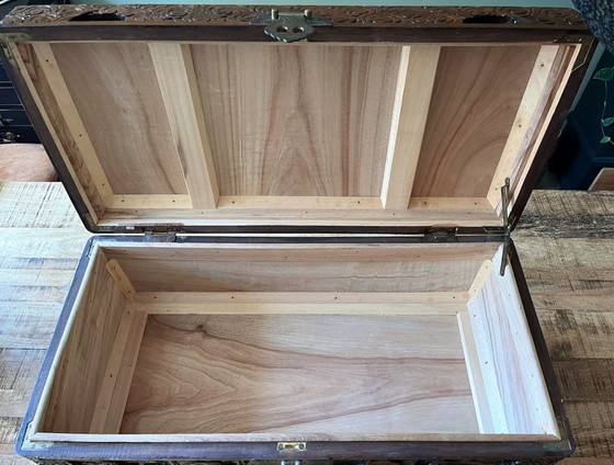 Image 1 of Antique Chinese camphor chest with rich wood carving