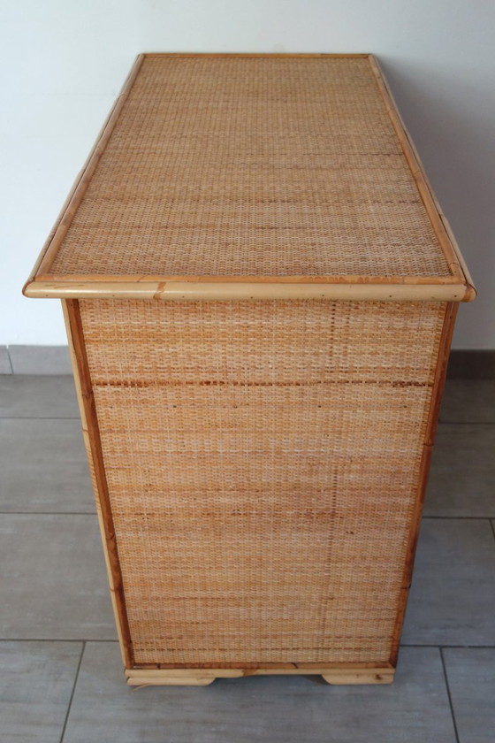 Cassettiera a 5 cassetti in vimini e bambù, anni '70/'80 – Cassettiere, Rattan, Wicker (photo 15 of 18)