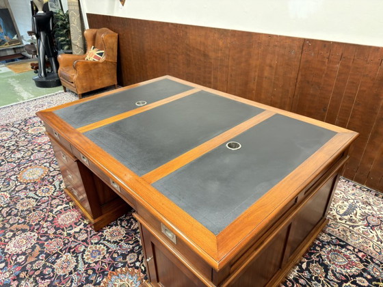 Grande Scrivania Chesterfield Inglese Classica Partner Desk – Scrivanie, Leather, Metal (photo 17 of 20)
