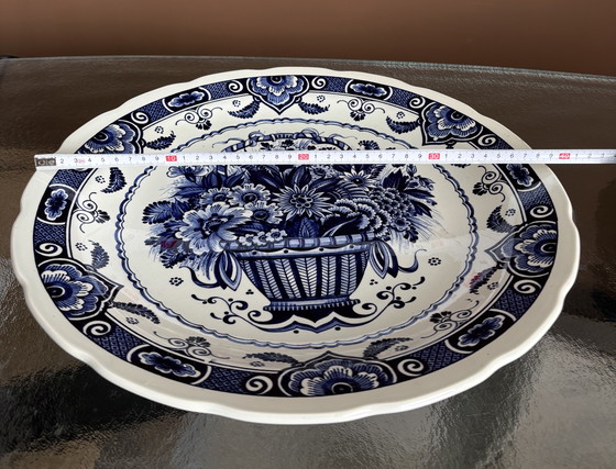 Image 1 of Set aus 2 großen Delfter-blauen Dekortellern (BOCH 40 cm), ca. 1930–1960