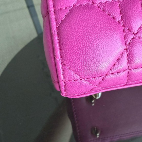 Image 1 of DIOR LADY SMALL FLAP - PELLE DI AGNELLO CANNAGE ROSA BARBIE, FERRAMENTA ORO