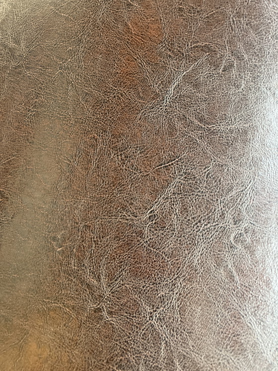 Image 1 of Set van 3 leren en metalen stoelen