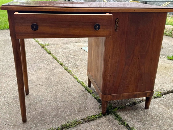 Art Deco Walnut Desk, 1930s Vintage Writing Table (photo 4 of 6)