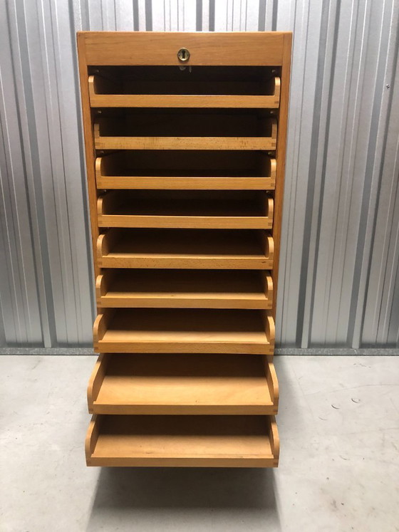 Image 1 of Vintage filing cabinet with roller shutter, 1950s