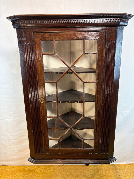 Image 1 of Antique Georgian Hanging Corner Cabinet – Circa 1830  A beautiful antique Georgian hanging corner cabinet dating from around 183