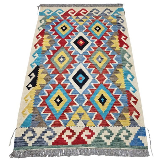 Alfombra Kilim afgana tejida a mano – Tejido plano tradicional de lana (159 x 104 cm) – Wool (photo 3 of 5)