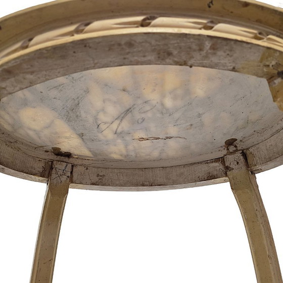 Image 1 of Frans klassiek ovale bijzettafel met marmer, eind 19e eeuw